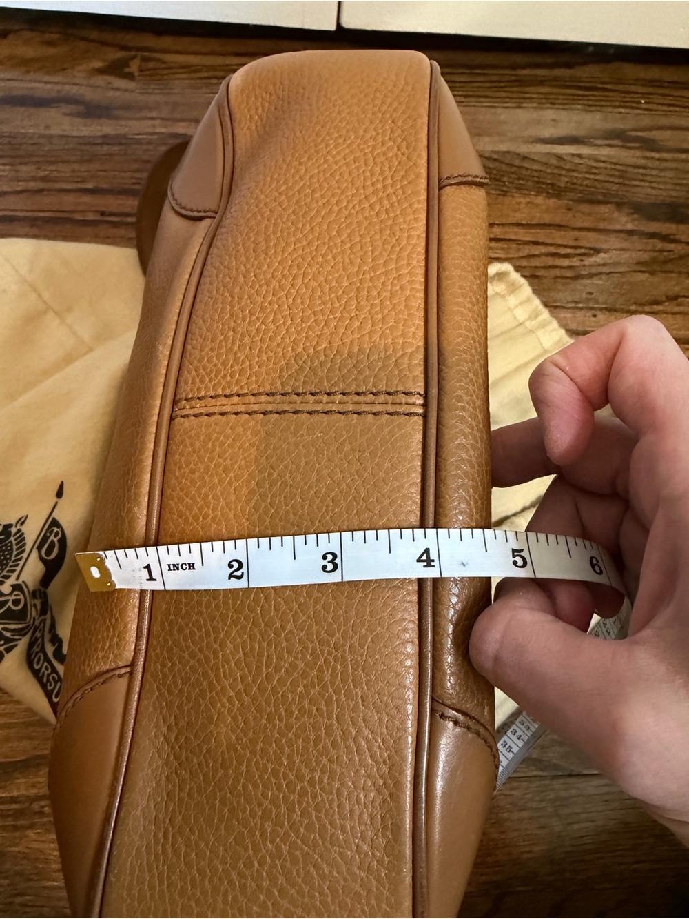 Burberry Cognac Brown Pebbled Leather Shoulder Bag - Picture 16 of 16
